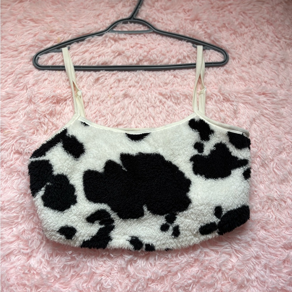 Black and White Cow Print Crop Top